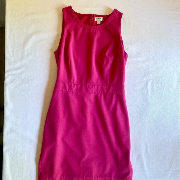 J. Crew Sleeveless Sheath Dress Sz 2 Midi Knee Length Hot Pink Barbiecore Office - Picture 1 of 10